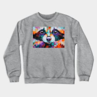 Conceptual abstract painting of a raccoon muzzle. Crewneck Sweatshirt